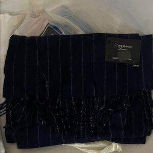 Club Room Dark Blue Pinstripe Cashmere Scarf